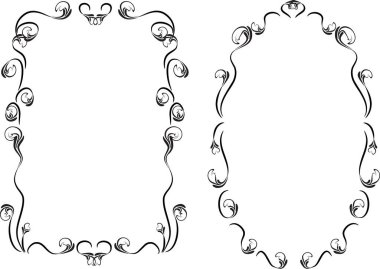 Beyaz arkaplan, vektör, illüstrasyon üzerinde izole çiçek çerçeveleri seti 