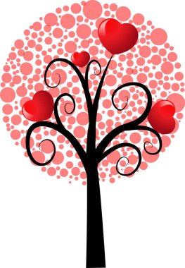 Kalpli aşk ağacı ve kopyalama alanı, vektör illüstrasyonu 