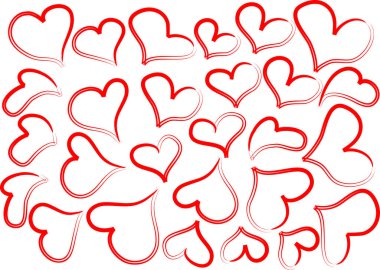 Beyaz arkaplanda vektör kalpleri 