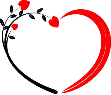 Beyaz arkaplanda ağaç dalları olan renkli düz kalp logosu, 