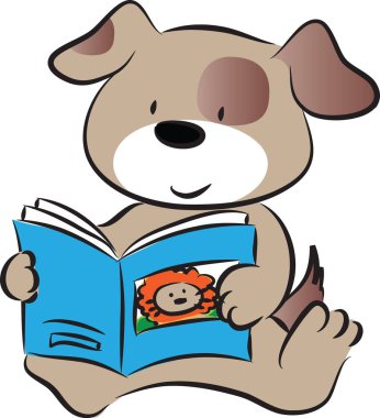 çizgi film sevimli köpek okuma kitabı, eğitim konsepti 