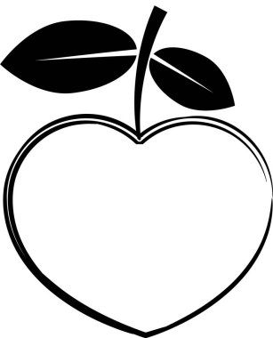 Beyaz arka planda izole edilmiş kalp şeklinde renkli düz elma logosu 