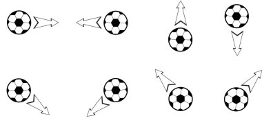 beyaz arkaplanda izole edilmiş toplar ve oklar, vektör illüstrasyonu