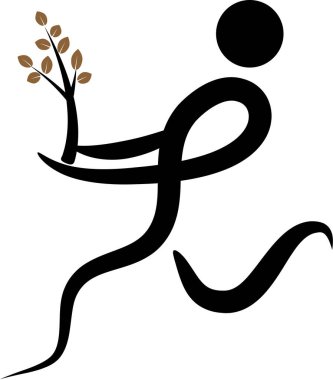 İnsan vücudunun kalp yapraklı ağacı tutarken çizilen fırça darbeleri, aşk konsepti 