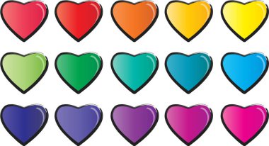 Güzel dekoratif kalp koleksiyonu, aşk konsepti 