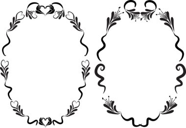 Beyaz arkaplan, vektör, illüstrasyon üzerinde izole çiçek çerçeveleri seti 