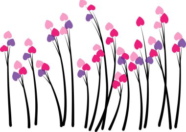 Beyaz arka planda kalbi olan bitkiler, aşk konsepti 