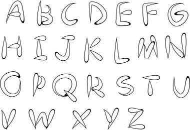 beyaz arkaplan, vektör, illüstrasyon üzerinde izole edilmiş çizgi film dekoratif alfabesi