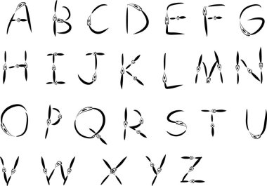 beyaz arkaplan, vektör, illüstrasyon üzerinde izole edilmiş çizgi film dekoratif alfabesi