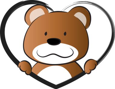 Beyaz arka planda izole edilmiş, küçük, tatlı bir ayı. Romantik bir kavram. 