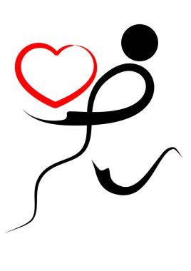 İnsan vücudunun kalp ve aşk konseptiyle çizilmiş fırça darbeleri. 