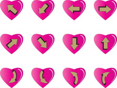 Oklu güzel dekoratif kalpler koleksiyonu, aşk konsepti. 