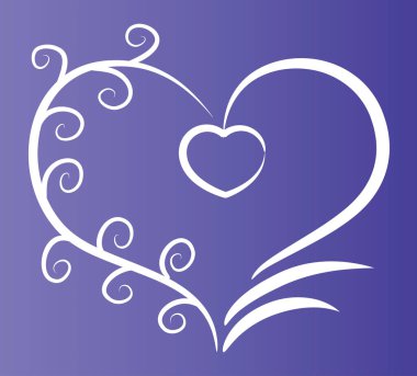 Beyaz arkaplanda ağaç dalları olan renkli düz kalp logosu, 