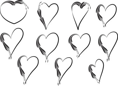 Güzel dekoratif kalp koleksiyonu, aşk konsepti 