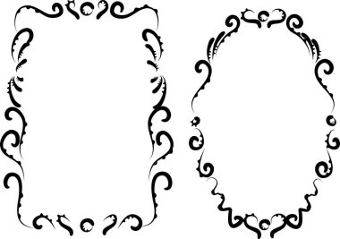 Beyaz arkaplan, vektör, illüstrasyon üzerinde izole çiçek çerçeveleri seti 