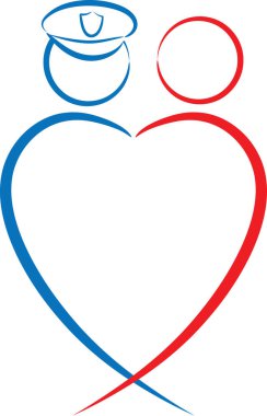 Beyaz arka plan, vektör, illüstrasyon üzerinde izole edilmiş renkli düz polis logosu simgesi