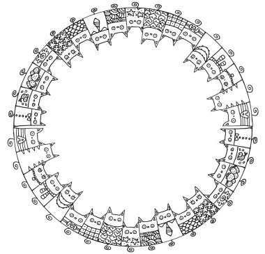 Etnik süslemeli bir daire çerçevesinin vektör çizimi.