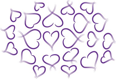 Güzel dekoratif kalp koleksiyonu, aşk konsepti 