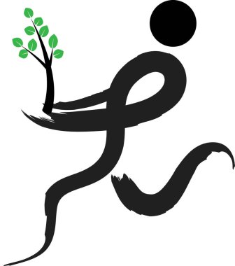 İnsan vücudunu ağaçla çizen fırça darbeleri, aşk konsepti 