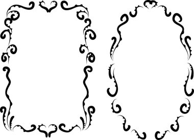 Beyaz arkaplan, vektör, illüstrasyon üzerinde izole çiçek çerçeveleri seti 