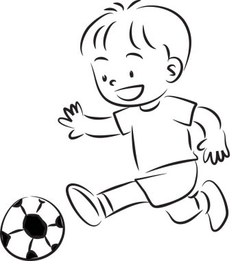 Futbol topu çizgi film karakteri çizimi yapan çocuk