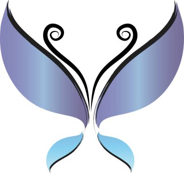 Beyaz arka planda, vektörde, resimde izole edilmiş güzel kelebek çizimi