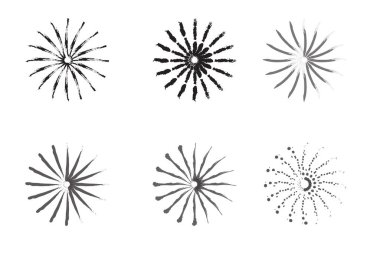 Beyaz arkaplanda havai fişek seti, vektör illüstrasyonu