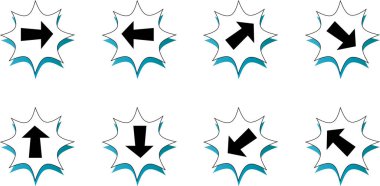 Beyaz arkaplanda düz ok simgeleri kümesi, vektör illüstrasyonu  