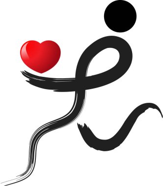 İnsan vücudunun kalp ve aşk konseptiyle çizilmiş fırça darbeleri. 