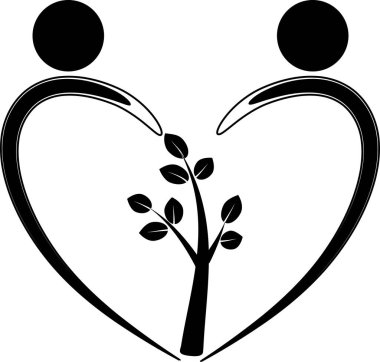 İnsan vücudunu ağaçla çizen fırça darbeleri, aşk konsepti 