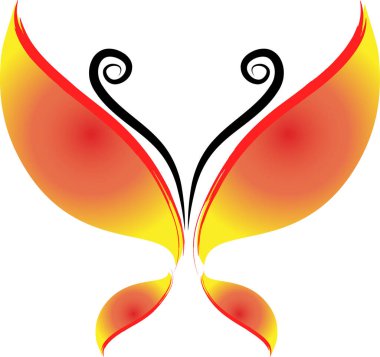 Beyaz arka planda, vektörde, resimde izole edilmiş güzel kelebek çizimi