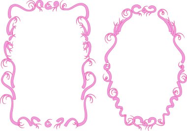 Beyaz arkaplan, vektör, illüstrasyon üzerinde izole çiçek çerçeveleri seti 