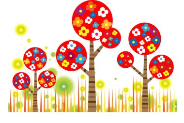 uzun ağaçlar çiziyor