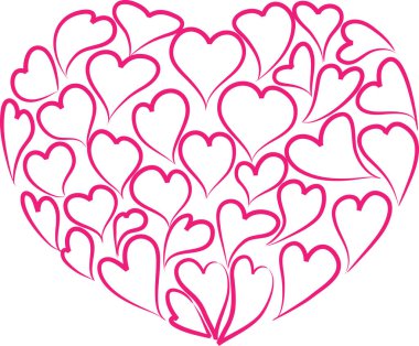 Beyaz arkaplanda vektör kalpleri 