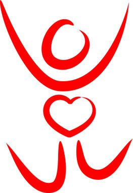 İnsan vücudunun kalp ve aşk konseptiyle çizilmiş fırça darbeleri. 