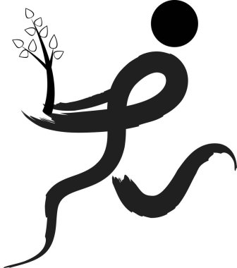 İnsan vücudunu ağaçla çizen fırça darbeleri, aşk konsepti 