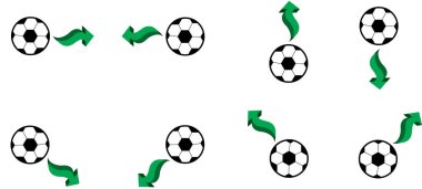 beyaz arkaplanda izole edilmiş toplar ve oklar, vektör illüstrasyonu