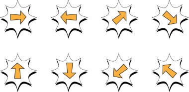 Beyaz arkaplanda düz ok simgeleri kümesi, vektör illüstrasyonu  