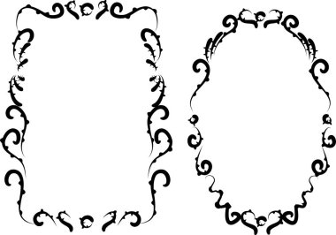 Beyaz arkaplan, vektör, illüstrasyon üzerinde izole çiçek çerçeveleri seti 