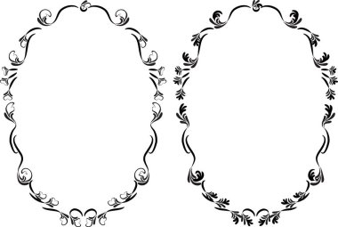 Beyaz arkaplan, vektör, illüstrasyon üzerinde izole çiçek çerçeveleri seti 