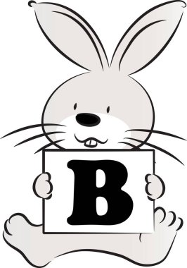 Beyaz arka planda B harfi olan komik bir hayvan karakteri.
