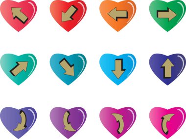 Oklu güzel dekoratif kalpler koleksiyonu, aşk konsepti. 