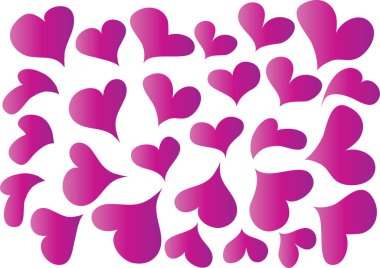 Beyaz arkaplanda vektör kalpleri 