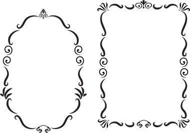 Beyaz arkaplan, vektör, illüstrasyon üzerinde izole çiçek çerçeveleri seti 