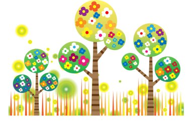 uzun ağaçlar çiziyor