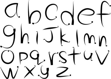 beyaz arkaplan, vektör, illüstrasyon üzerinde izole edilmiş çizgi film dekoratif alfabesi