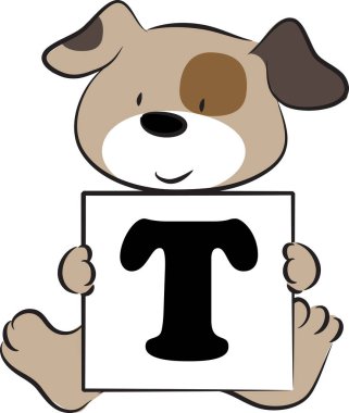 Köpek ile t harfini çizen renk vektörü