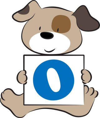 O harfli şirin köpek tutma kartı, eğitim konsepti.  
