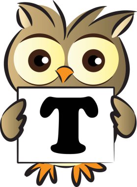 Baykuşla t harfi çizen renk vektörü