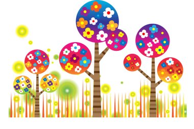 uzun ağaçlar çiziyor